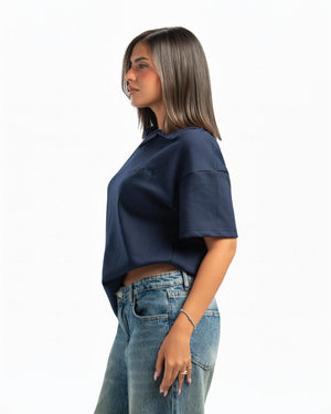 Women – Open-Collar Polo in Navy, side view (cover)