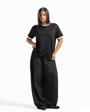 Women – Ringer Tee in Black, full-length