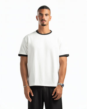 Men – Ringer Tee in White, front view (cover)