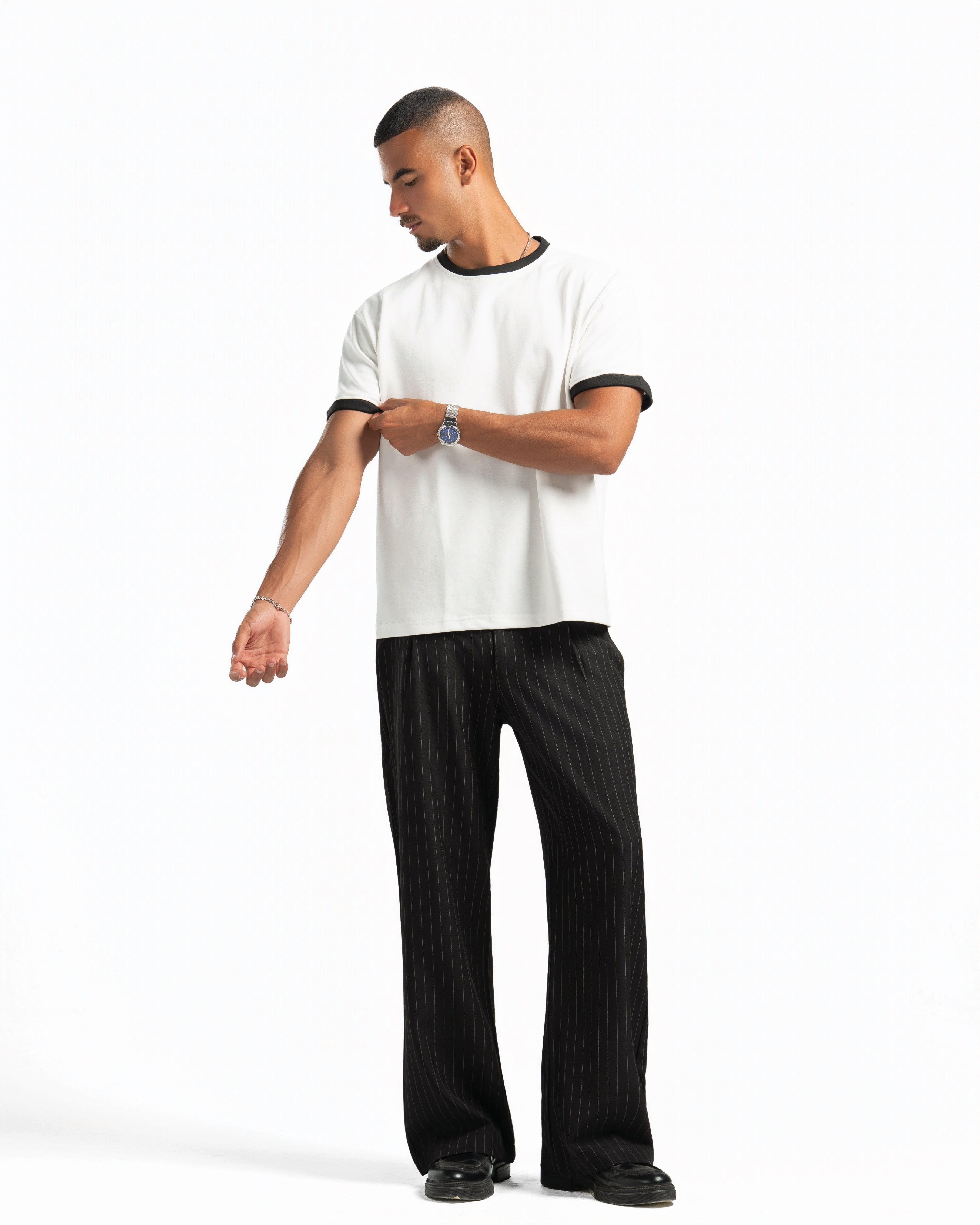 Men – Ringer Tee in White, styled (cover)