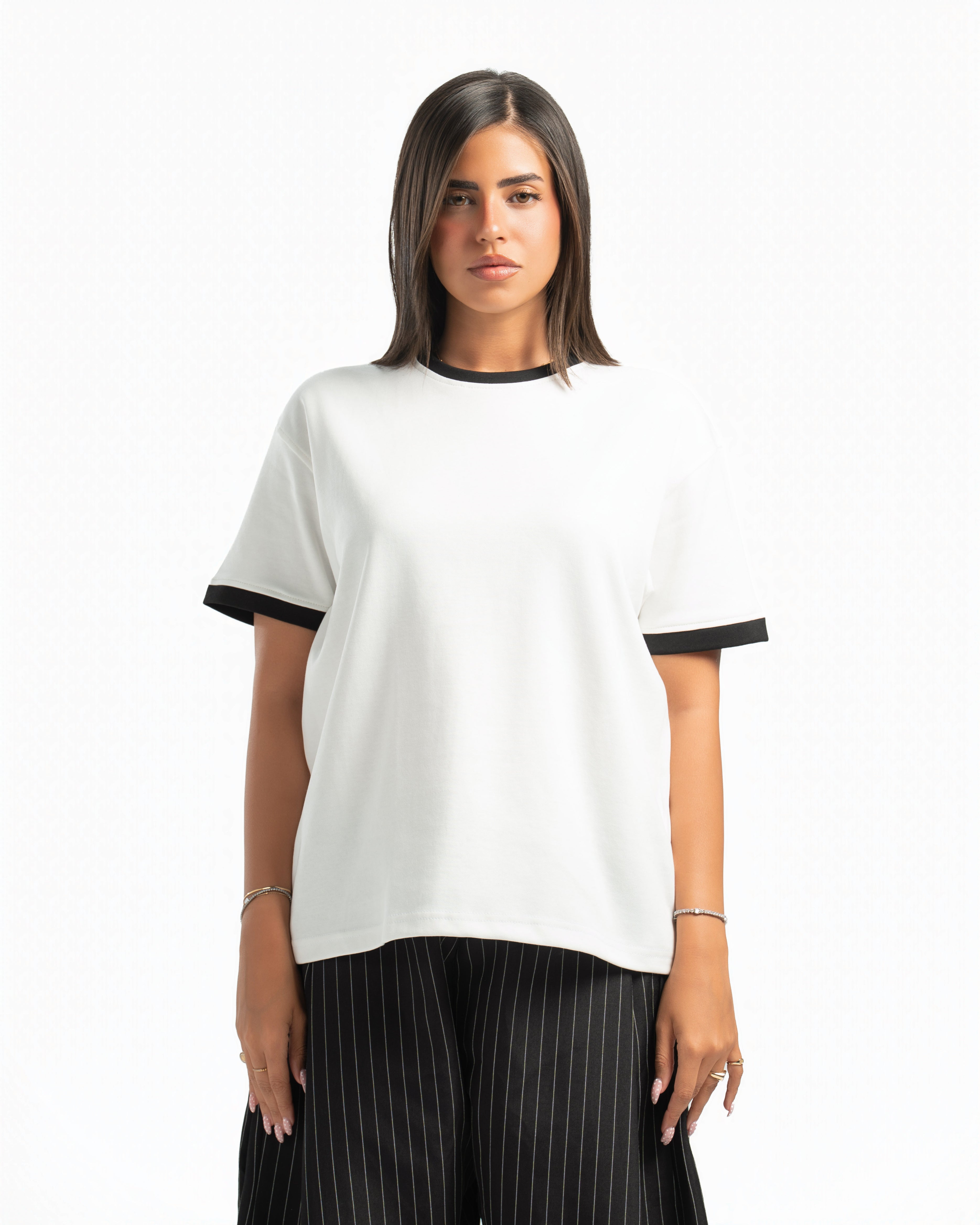 Women – Ringer Tee in White, front view (cover)