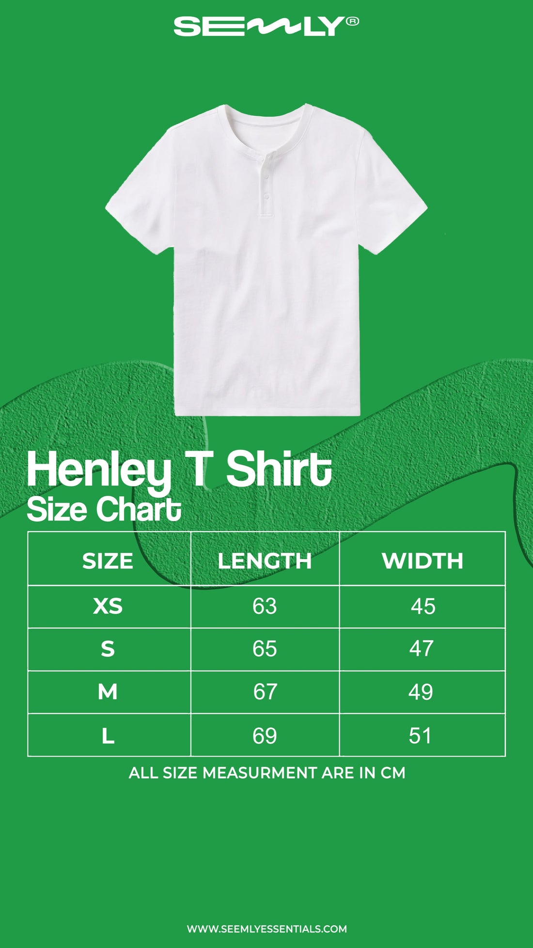 Essential Henley size chart
