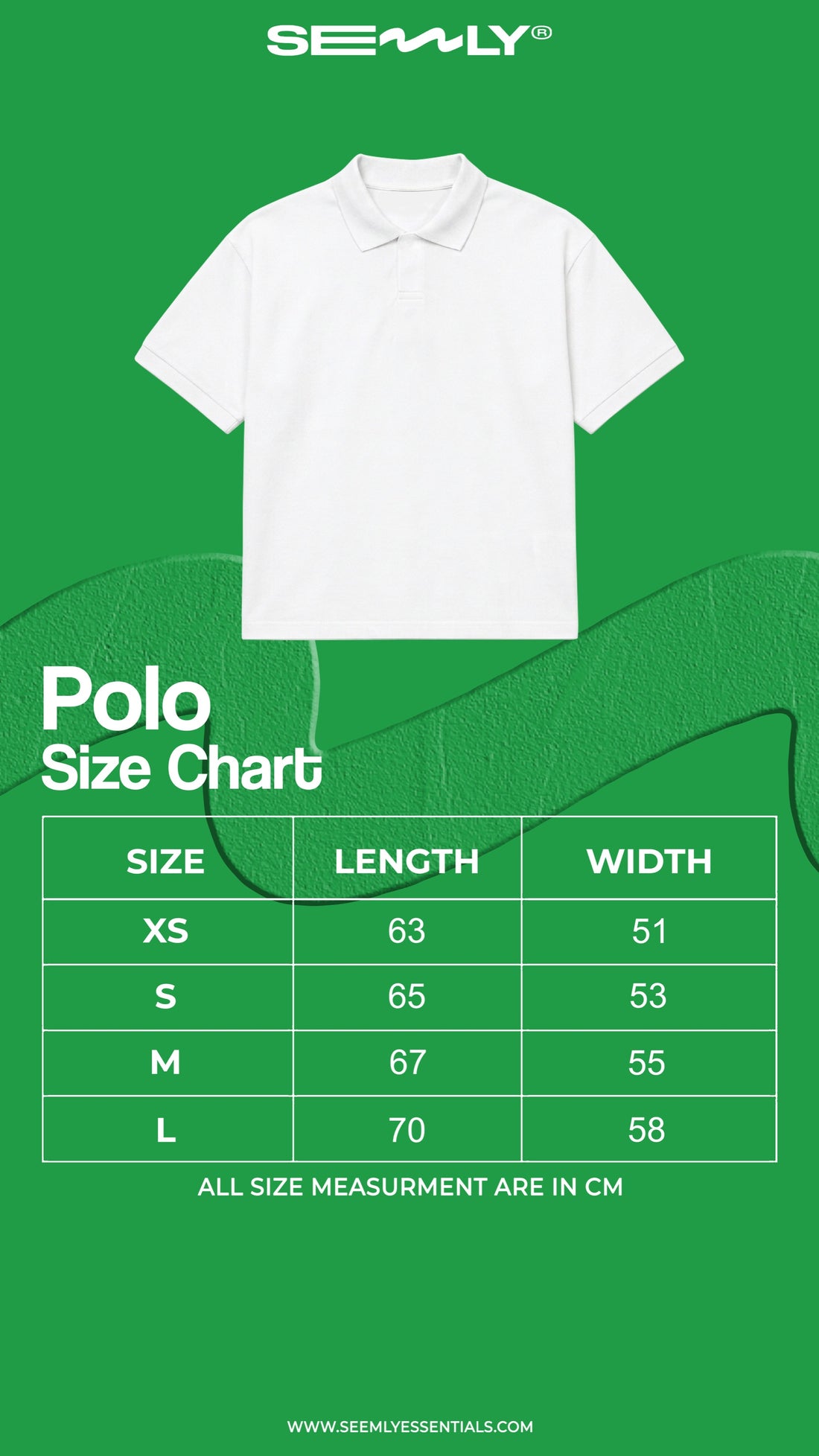 Open-Collar Polo size chart