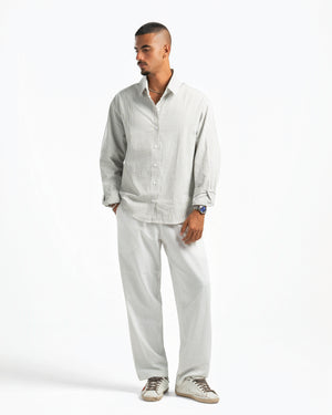 Men – Striped Shirt in Green Stripe, full-length